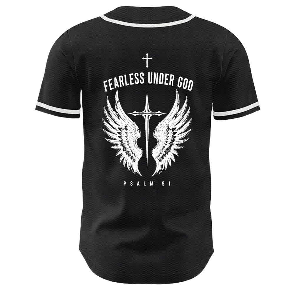 Christianartworkshop Camiseta de béisbol del Salmo 91: Sin miedo bajo Dios - image 1