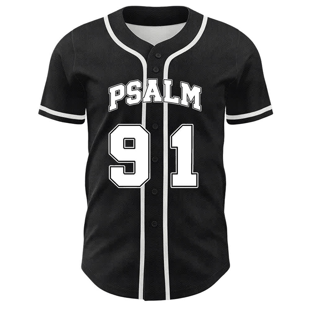 Camiseta de béisbol del Salmo 91 de Christianartworkshop: Sin miedo bajo Dios - image 2