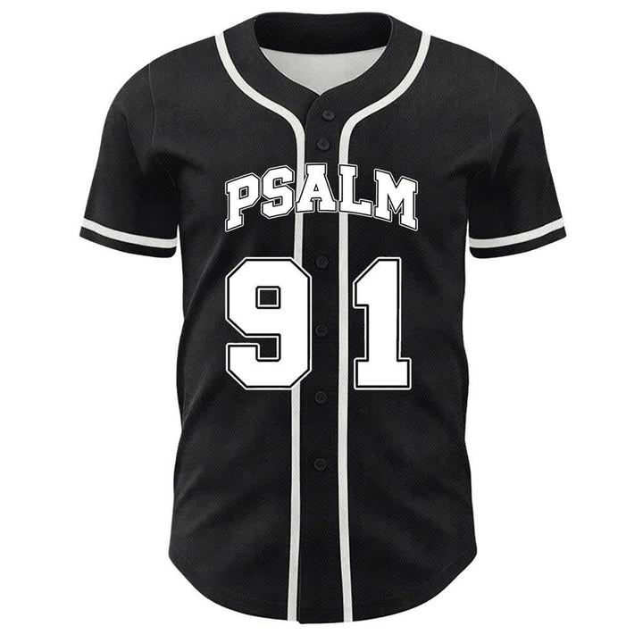 Camiseta de béisbol del Salmo 91 de Christianartworkshop: Sin miedo bajo Dios - image 2