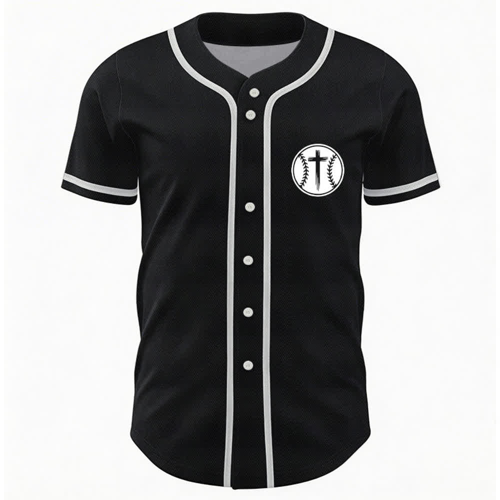 Christianartworkshop Camiseta de béisbol negra con espalda de malla y diseño de verso - image 2