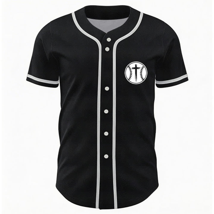 Christianartworkshop Camiseta de béisbol negra con espalda de malla y diseño de verso - image 2
