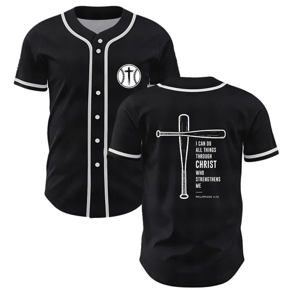 Christianartworkshop Camiseta de béisbol negra con espalda de malla y diseño de verso - Negro - 5XL - image 0