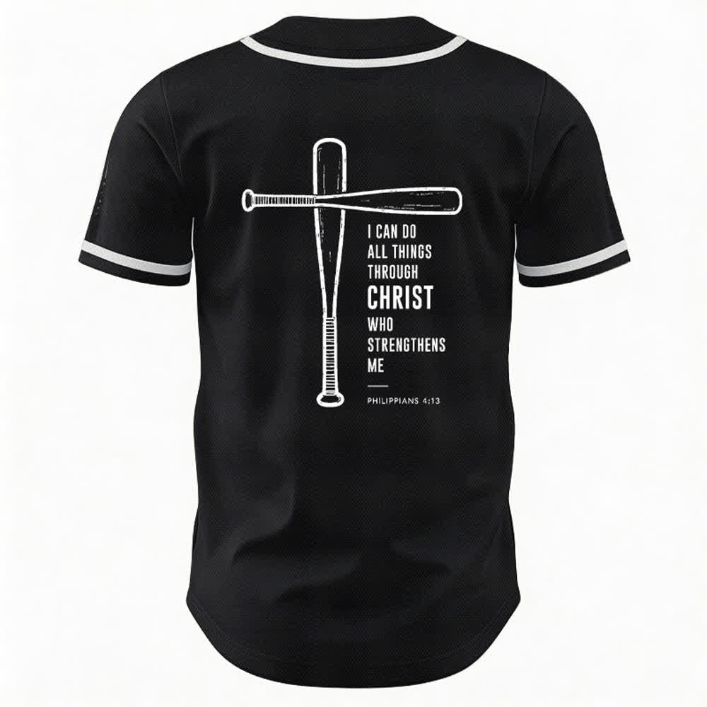 Christianartworkshop Camiseta de béisbol negra con espalda de malla y diseño de verso - image 1