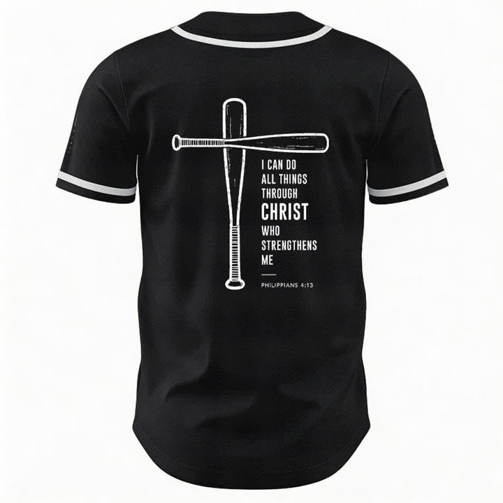 Christianartworkshop Camiseta de béisbol negra con espalda de malla y diseño de verso - image 1