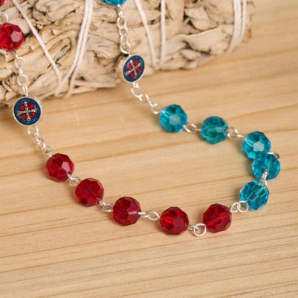 Christianartworkshop Rosario de San Benito de cristal facetado con crucifijo esmaltado: emblema de la sólida protección celestial. - image 3