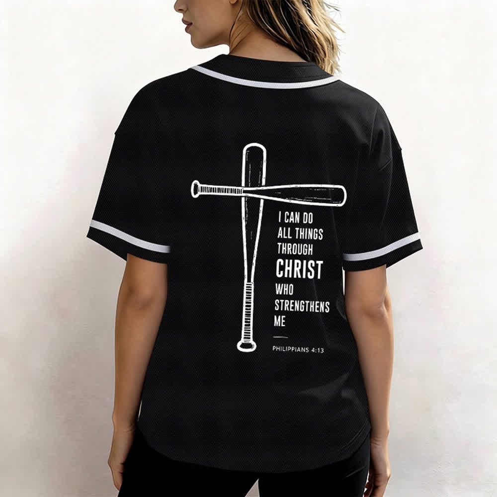 Christianartworkshop Camiseta de béisbol negra con espalda de malla y diseño de verso - image 3