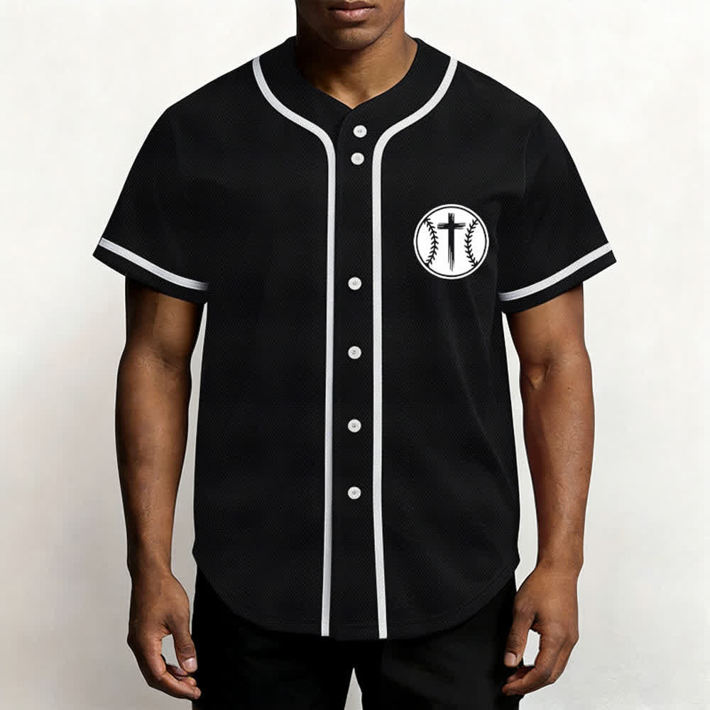 Christianartworkshop Camiseta de béisbol negra con espalda de malla y diseño de verso - image 6