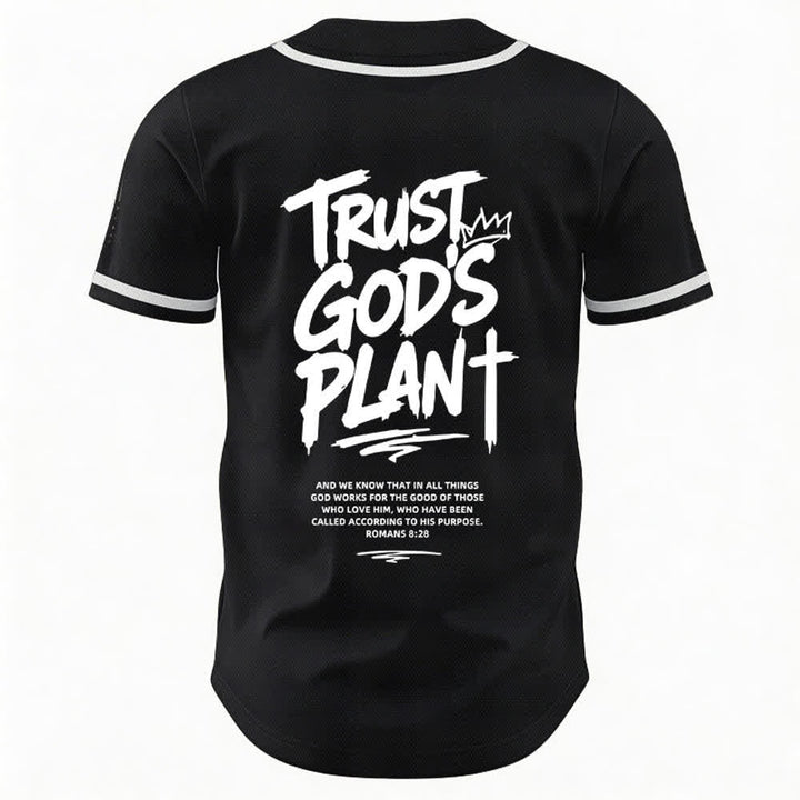 Camiseta de béisbol con botones "Confía en el plan de Dios" de Christianartworkshop - image 1