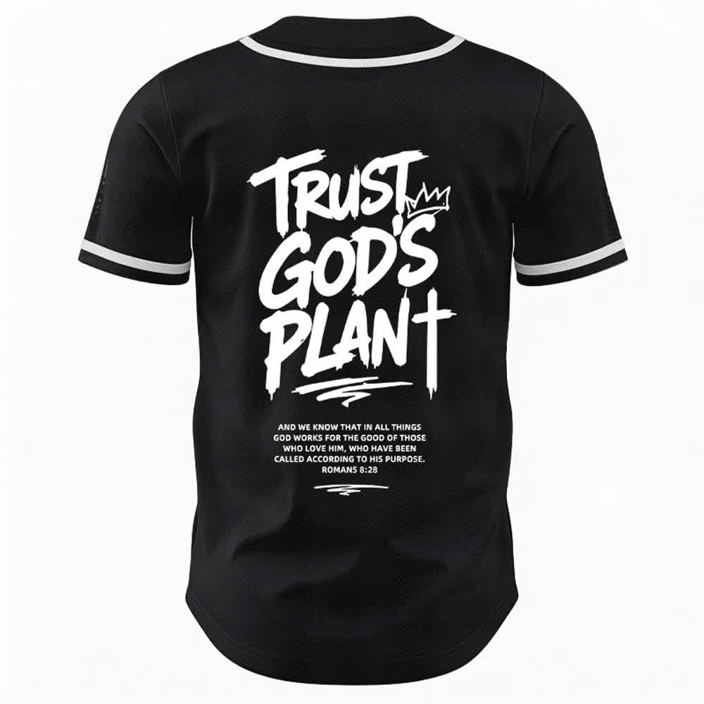 Christianartworkshop Camiseta de béisbol con botones de malla "Confía en el plan de Dios" - image 1