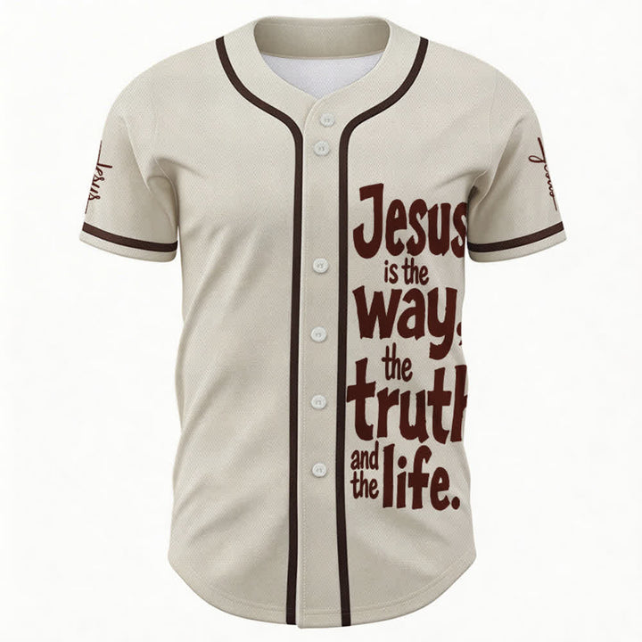 Camiseta de béisbol de Christianartworkshop con el lema "Jesús es el camino" - image 2