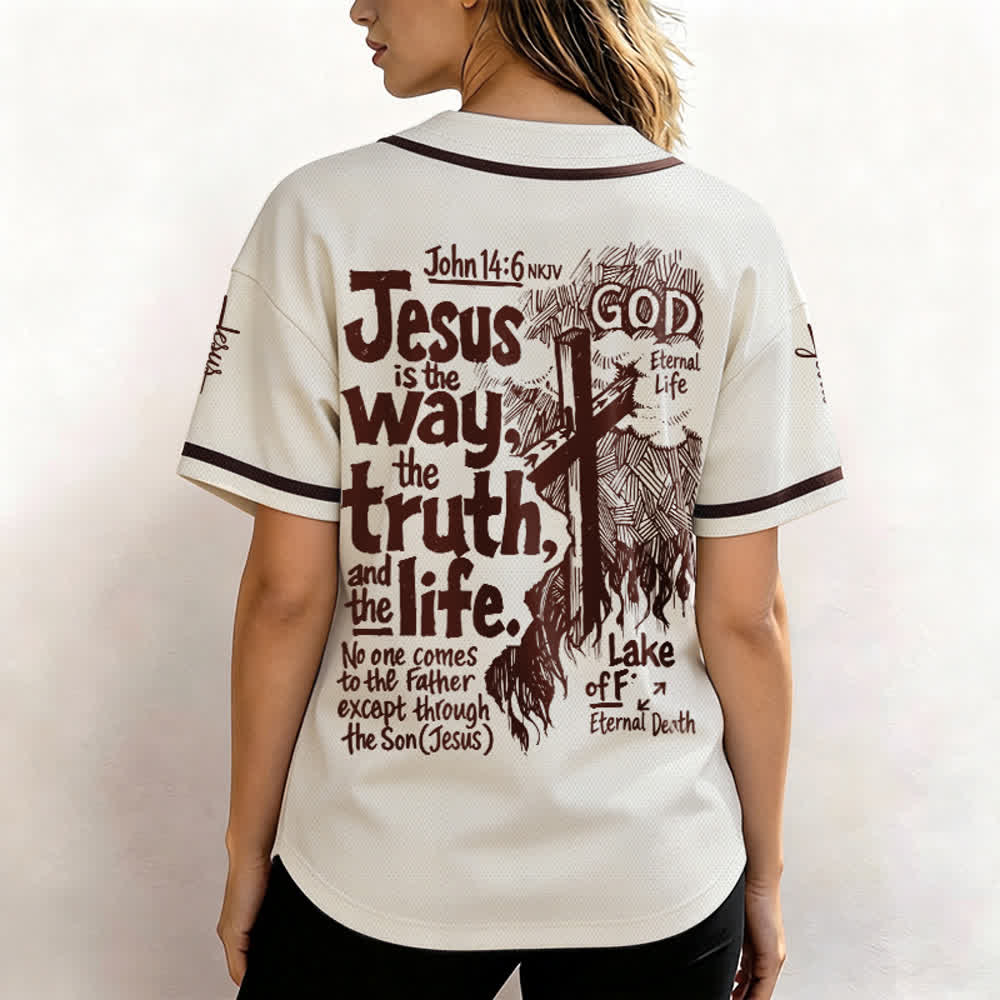 Camiseta de béisbol de Christianartworkshop con el lema "Jesús es el camino" - image 3