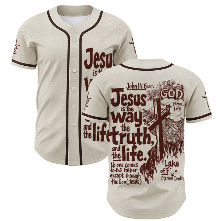 Camiseta de béisbol de Christianartworkshop con el lema "Jesús es el camino" - Beige - 5XL - image 0