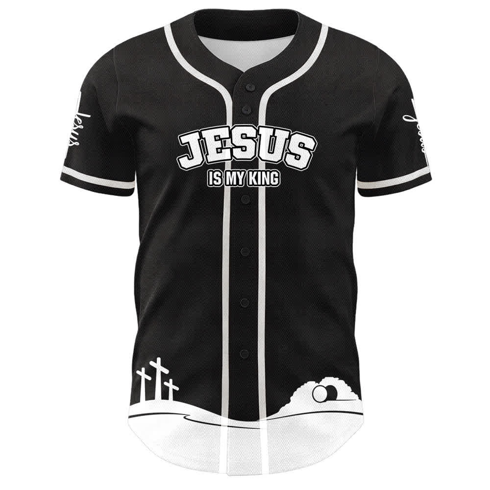 Camiseta de béisbol personalizada con nombre y número de Christianartworkshop: Jesús es mi rey - image 5