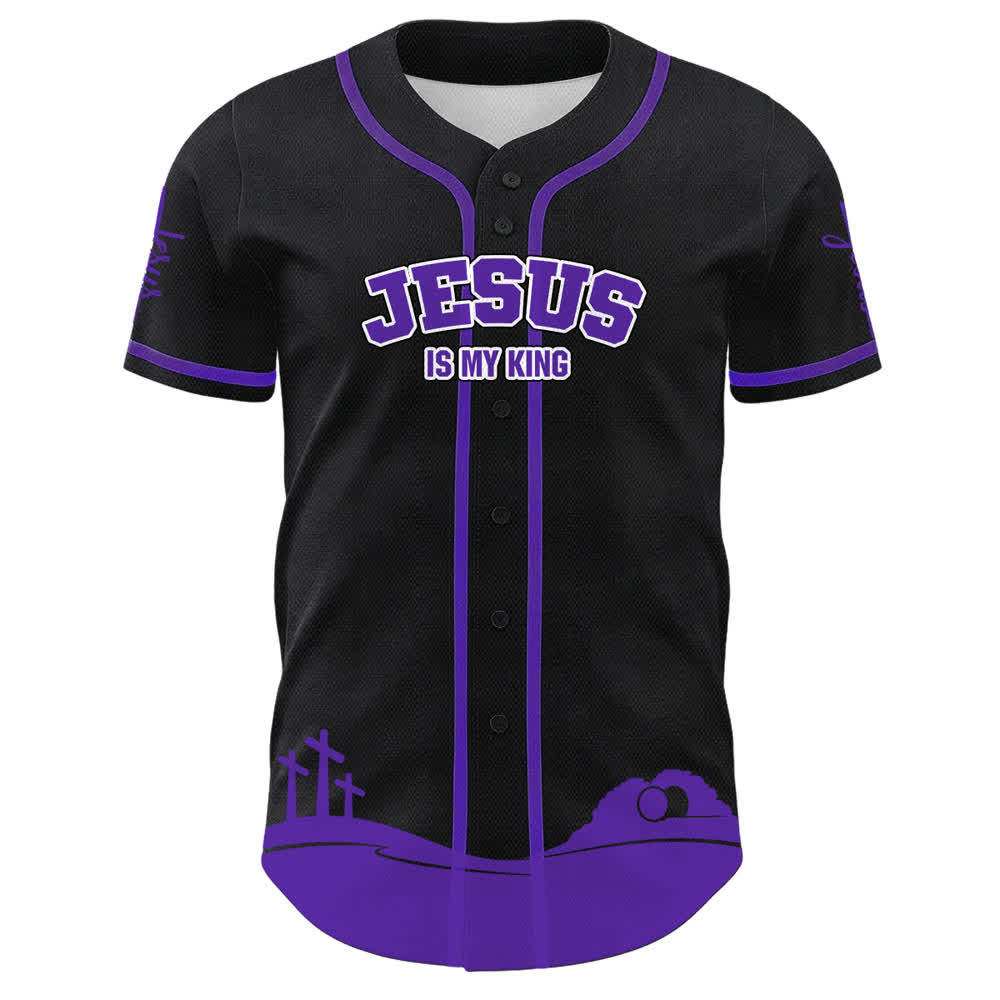 Camiseta de béisbol personalizada con nombre y número de Christianartworkshop: Jesús es mi rey - image 8