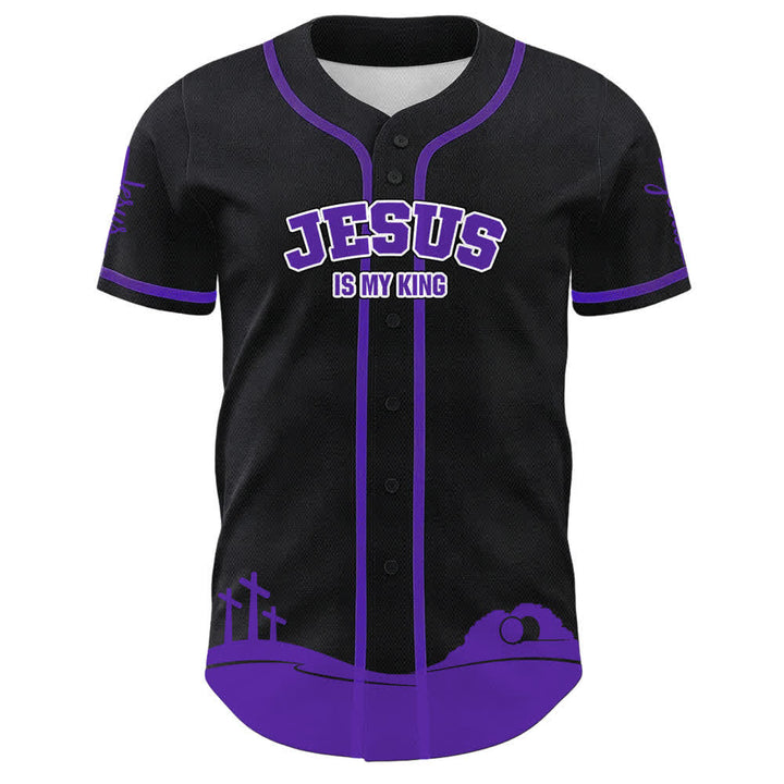Camiseta de béisbol personalizada con nombre y número de Christianartworkshop: Jesús es mi rey - image 8