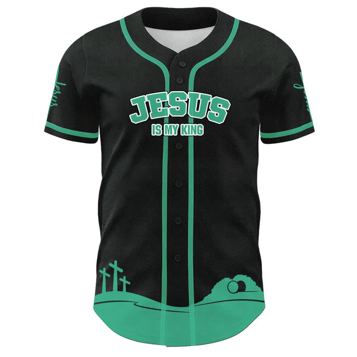 Camiseta de béisbol personalizada con nombre y número de Christianartworkshop: Jesús es mi rey - image 11
