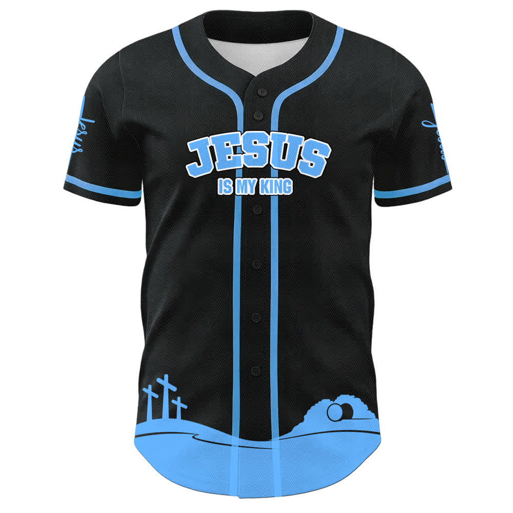 Camiseta de béisbol personalizada con nombre y número de Christianartworkshop: Jesús es mi rey - image 14
