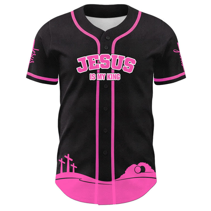 Camiseta de béisbol personalizada con nombre y número de Christianartworkshop: Jesús es mi rey - image 23