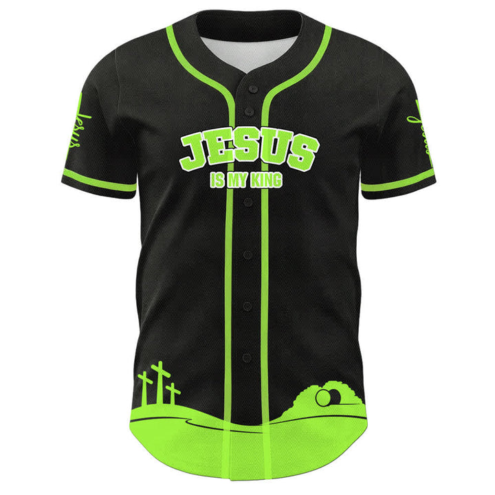 Camiseta de béisbol personalizada con nombre y número de Christianartworkshop: Jesús es mi rey - image 26