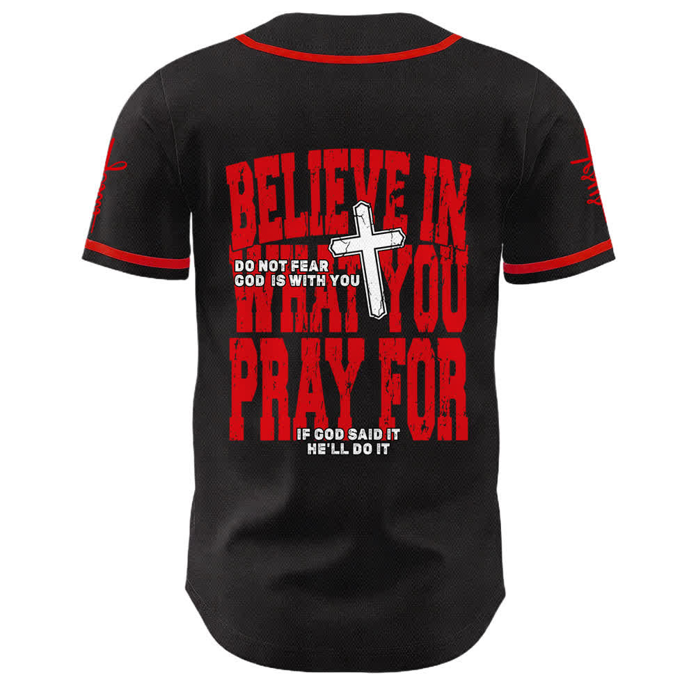 Christianartworkshop Camiseta de béisbol negra y roja con botones de Jesús - image 1