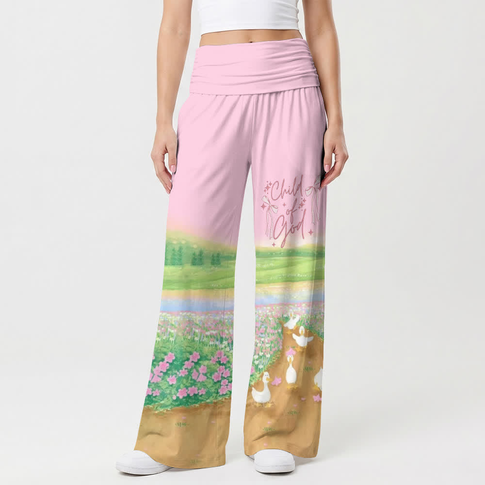 Christianartworkshop Pantalones de pierna ancha para mujer con estampado pastoral "Hijo de Dios" - image 1