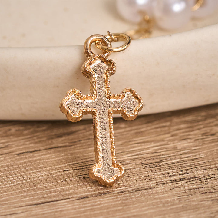 Christianartworkshop Gargantilla con cruz y borla de perlas: Emblema de suave ternura celestial. - image 5