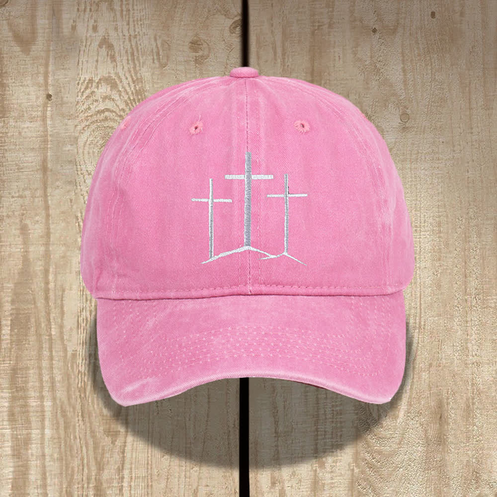 Christianartworkshop Gorro clásico lavado con bordado de tres cruces y la frase "Fe". - image 6