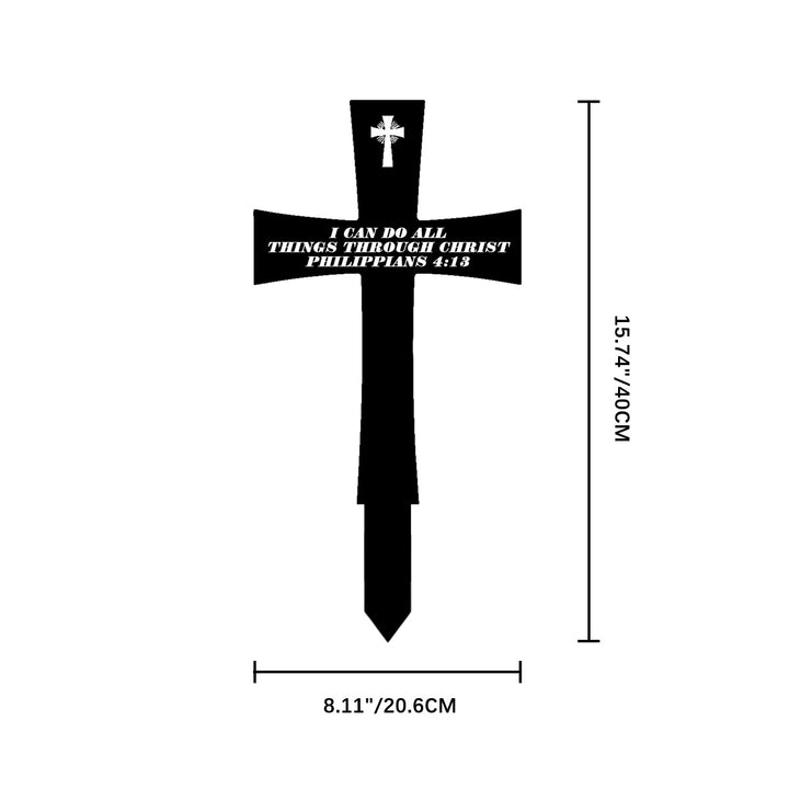 Christianartworkshop Estaca de metal tradicional con forma de cruz para jardín con una cita bíblica inspiradora: símbolo de firme fortaleza divina. - 13,24''*10,08''*0,04''/40*25,6*0,1 cm - image 7
