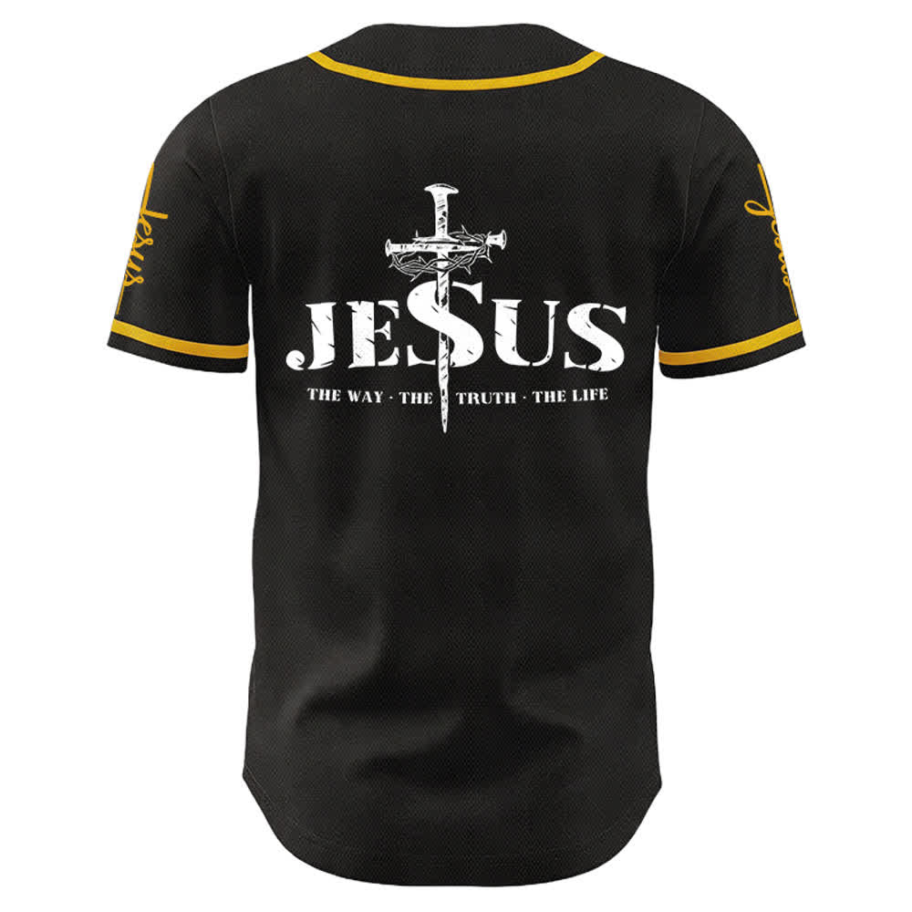 Christianartworkshop Camiseta de béisbol con la cruz de Jesús, clavos y corona de espinas - image 3