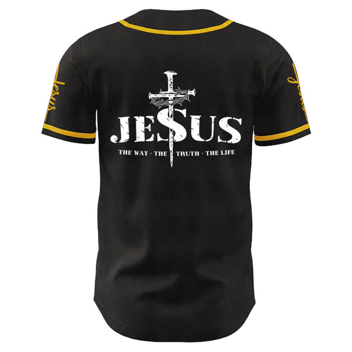 Camiseta de béisbol con la cruz de Jesús, clavos y corona de espinas de Christianartworkshop - image 3