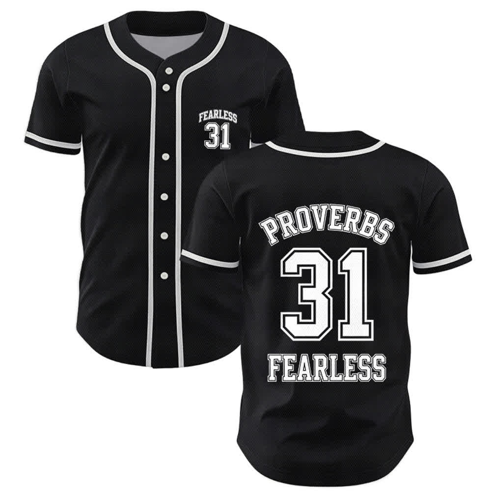 Christianartworkshop Camiseta de béisbol unisex con estampado de Proverbios 31 y Fe Intrépida. - Negro - 5XL - image 0