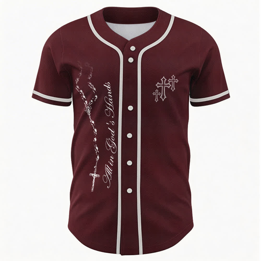 Christianartworkshop Camiseta de béisbol unisex con el lema "Confía, espera, lucha, cree". Todo está en las manos de Dios. Motivo de fe. - image 1
