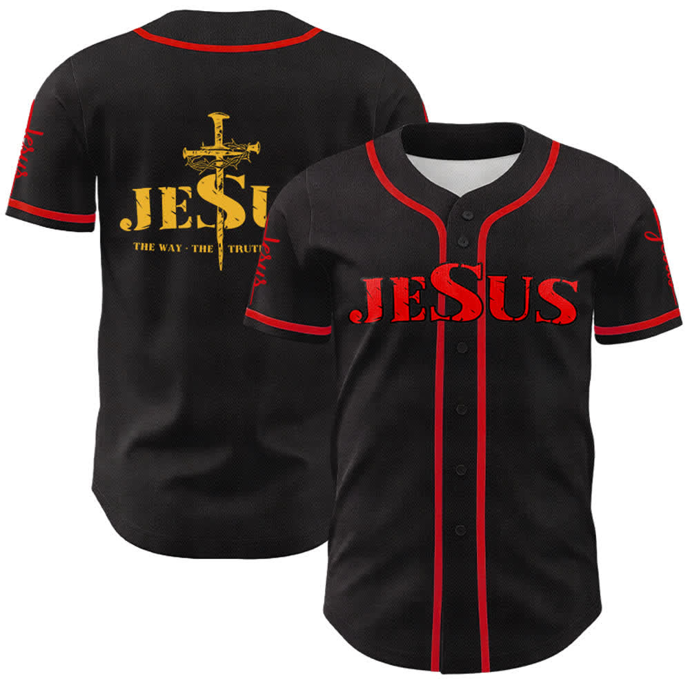 Camiseta de béisbol con la cruz de Jesús, clavos y corona de espinas de Christianartworkshop - Jesús Rojo - Rojo - 5XL - image 42