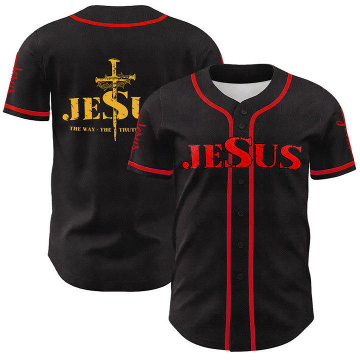 Camiseta de béisbol con la cruz de Jesús, clavos y corona de espinas de Christianartworkshop - Jesús Rojo - Rojo - 5XL - image 42