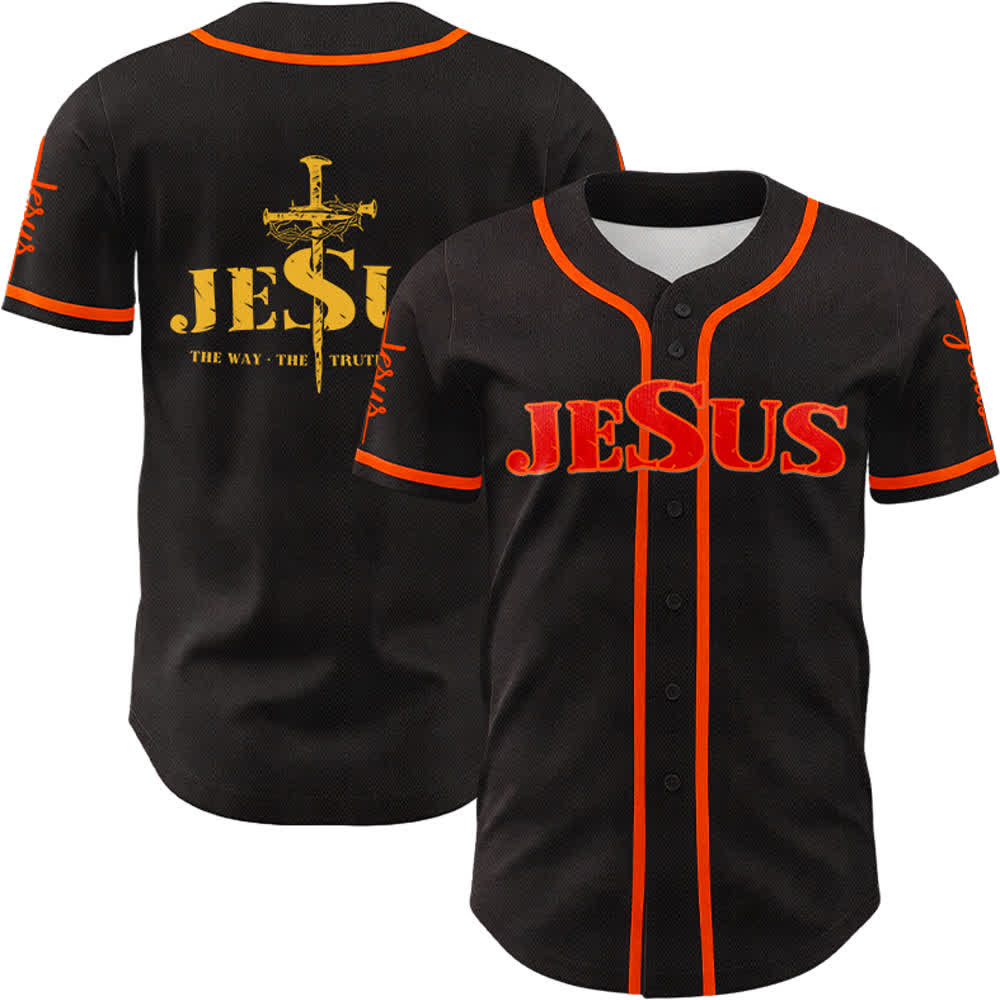 Camiseta de béisbol con la cruz de Jesús, clavos y corona de espinas de Christianartworkshop - Jesús Rojo - Naranja - 5XL - image 45