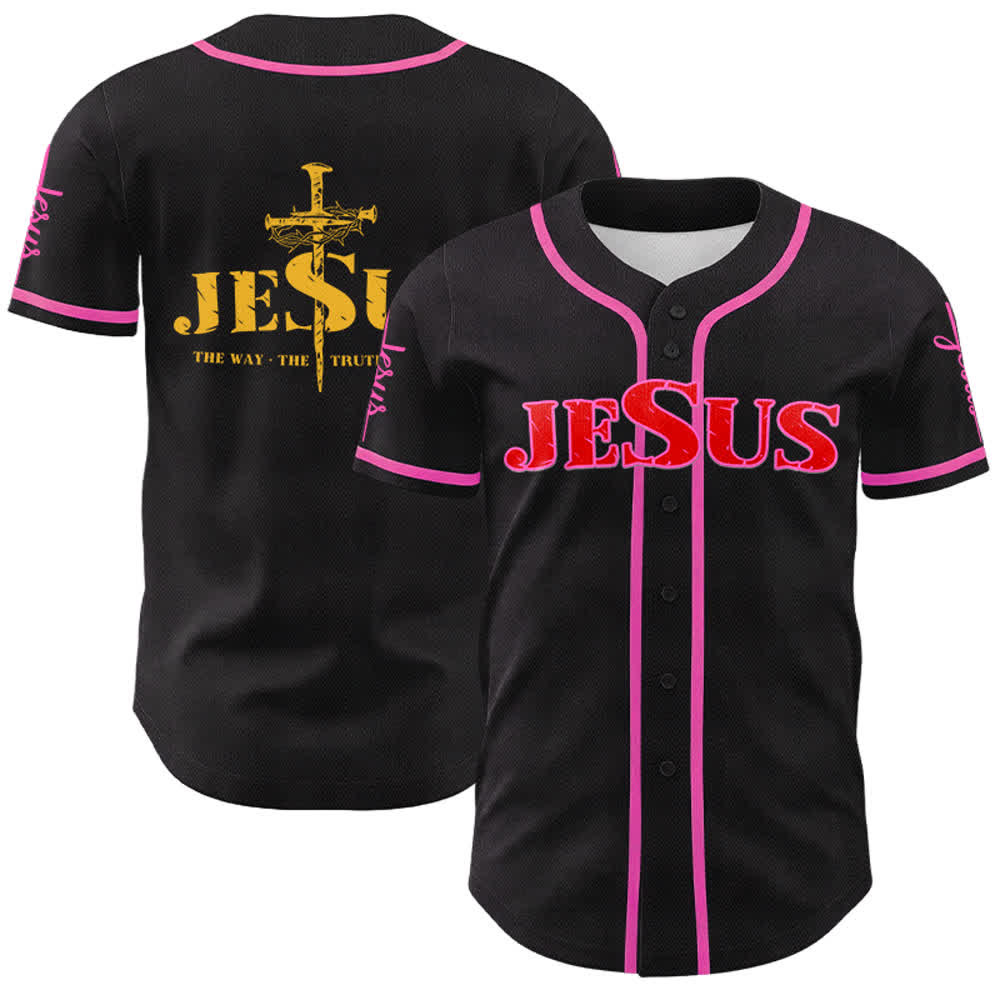 Camiseta de béisbol con la cruz de Jesús, clavos y corona de espinas de Christianartworkshop - Jesús Rojo - Rosa - 5XL - image 54