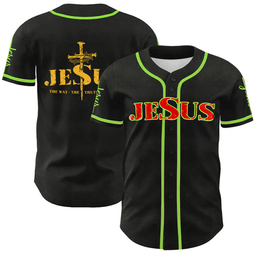 Camiseta de béisbol con la cruz de Jesús, clavos y corona de espinas de Christianartworkshop - Jesús Rojo - Verde - 5XL - image 57