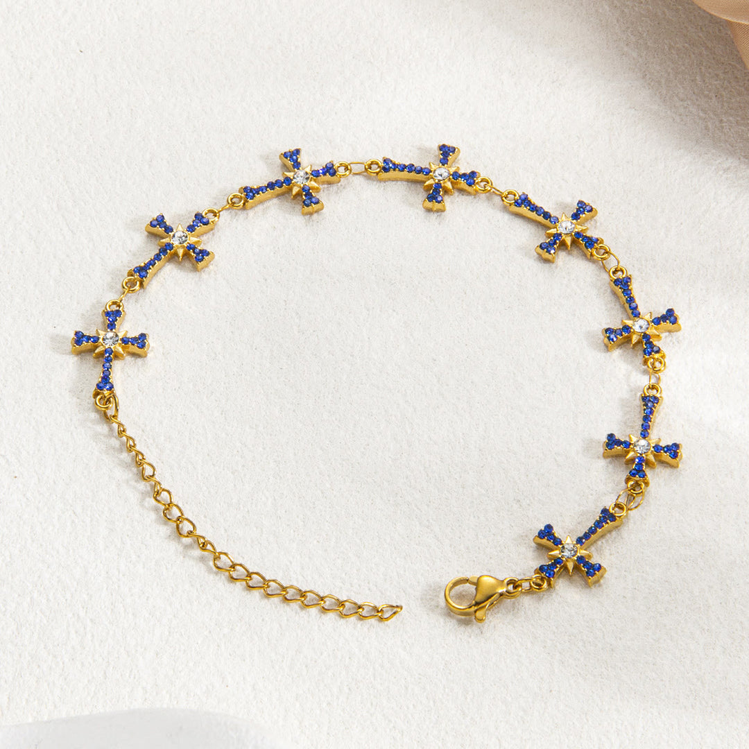 Christianartworkshop Pulsera de eslabones cruzados con pavimentación brillante: emblema de radiantes bendiciones celestiales. - Azul oscuro - image 10
