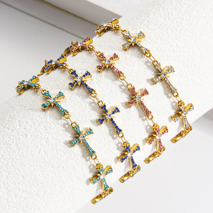 Christianartworkshop Pulsera de eslabones cruzados con pavimentación brillante: emblema de radiantes bendiciones celestiales. - image 2