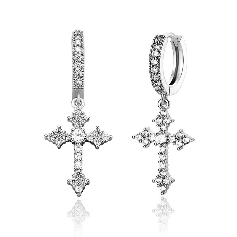 Christianartworkshop Pendientes con dije de cruz con piedras brillantes: símbolo de amor redentor sagrado. - Plata - image 6