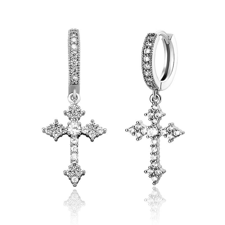 Christianartworkshop Pendientes con dije de cruz con piedras brillantes: símbolo de amor redentor sagrado. - Plata - image 6