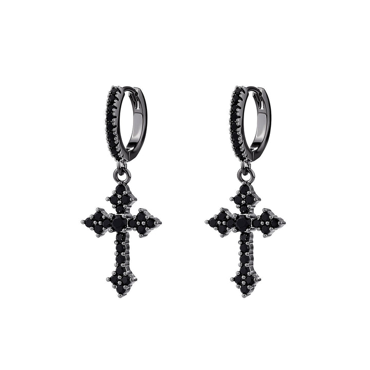 Christianartworkshop Pendientes con dije de cruz con piedras brillantes: símbolo de amor redentor sagrado. - Negro - image 7