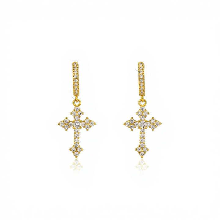 Christianartworkshop Pendientes con dije de cruz con piedras brillantes: símbolo de amor redentor sagrado. - image 5