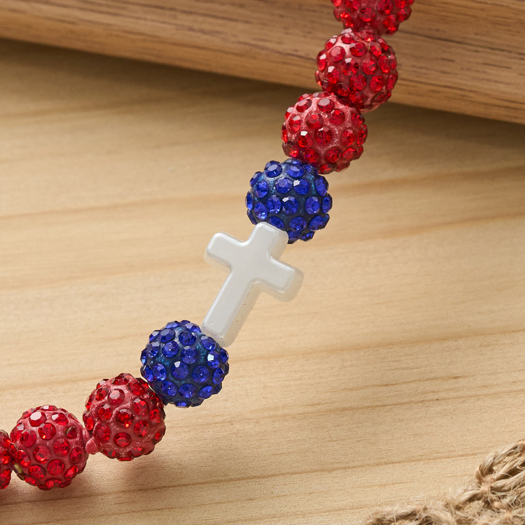 Christianartworkshop Pulsera de béisbol con cruz y cuentas, estilo bola de discoteca brillante, para usar todo el día: símbolo de luz sagrada constante. - image 17
