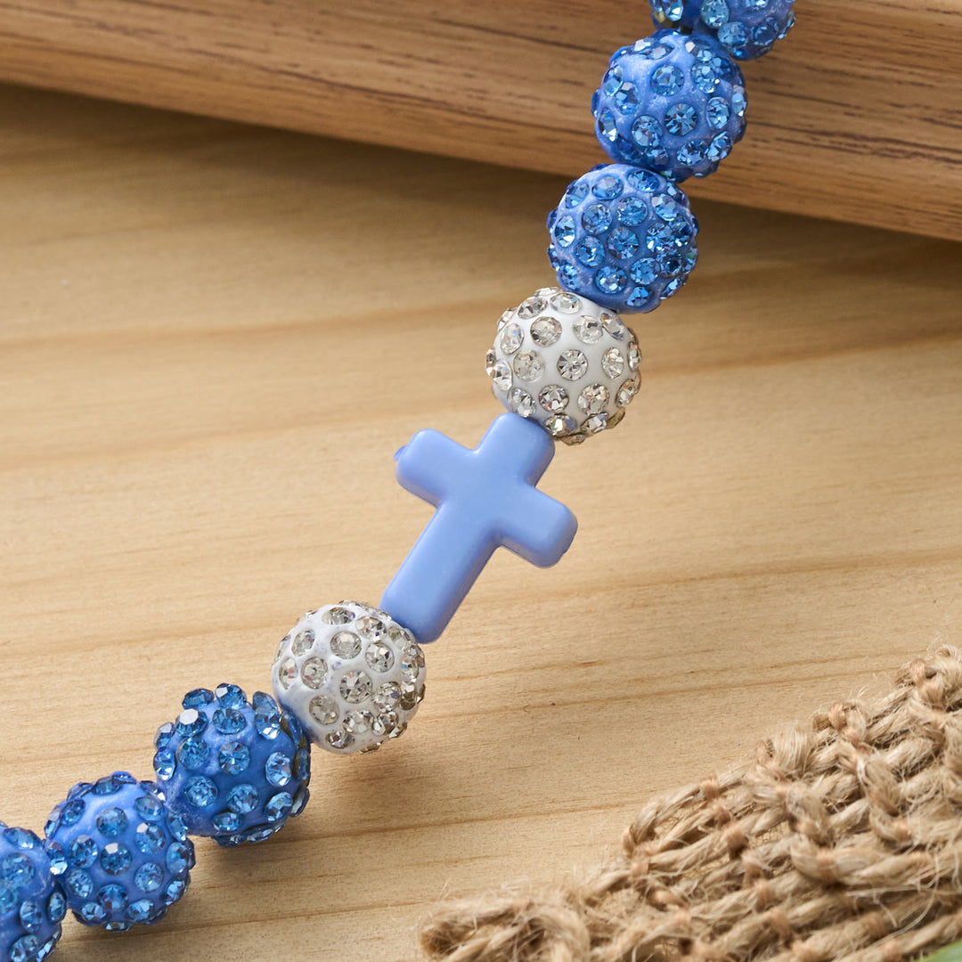 Christianartworkshop Pulsera de béisbol con cruz y cuentas, estilo bola de discoteca brillante, para usar todo el día: símbolo de luz sagrada constante. - image 25