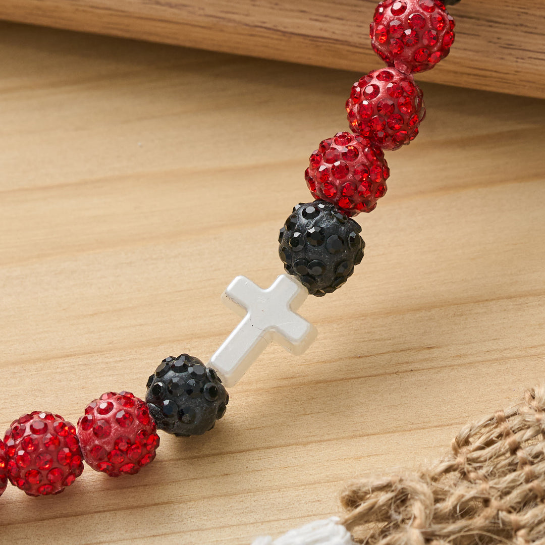 Christianartworkshop Pulsera de béisbol con cruz y cuentas, estilo bola de discoteca brillante, para usar todo el día: símbolo de luz sagrada constante. - image 13
