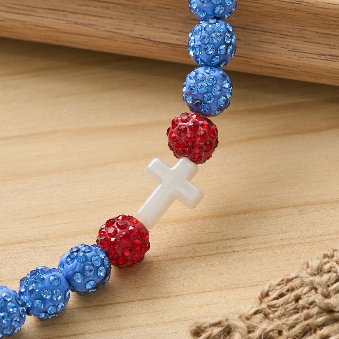 Christianartworkshop Pulsera de béisbol con cruz y cuentas, estilo bola de discoteca brillante, para usar todo el día: símbolo de luz sagrada constante. - image 5
