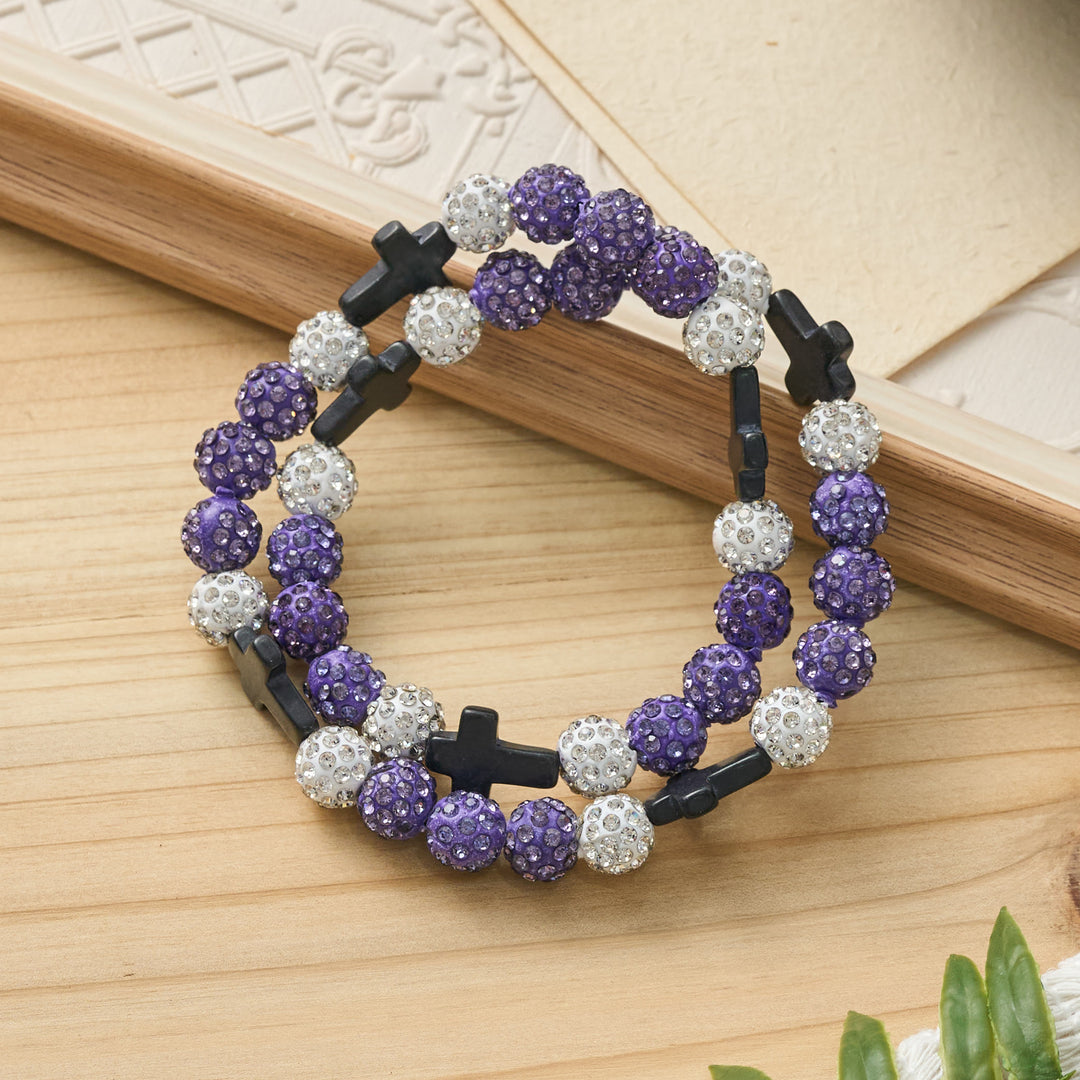 Christianartworkshop Pulsera de béisbol con cruz y cuentas, estilo bola de discoteca brillante, para usar todo el día: símbolo de luz sagrada constante. - image 27