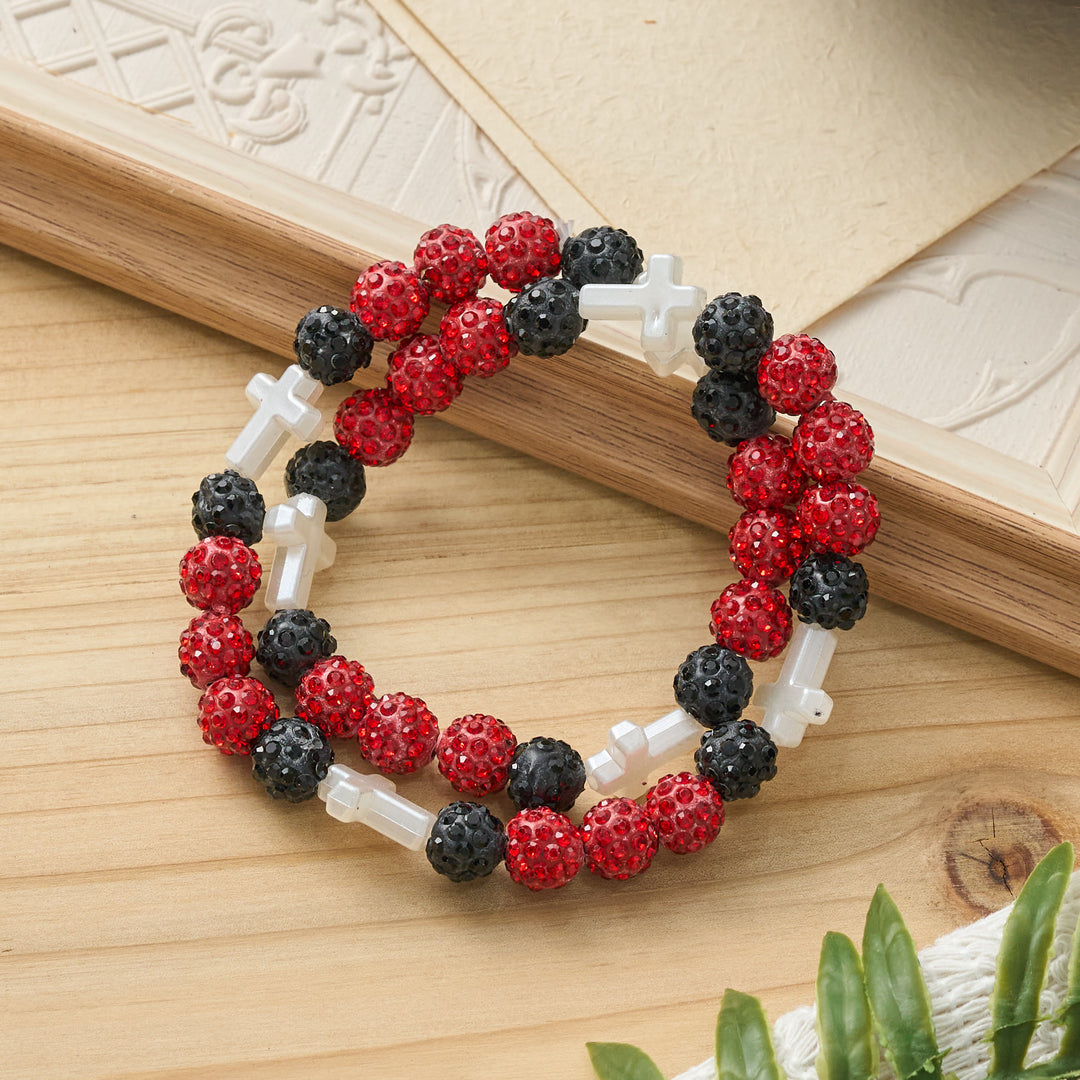 Christianartworkshop Pulsera de béisbol con cruz y cuentas, estilo bola de discoteca brillante, para usar todo el día: símbolo de luz sagrada constante. - image 11