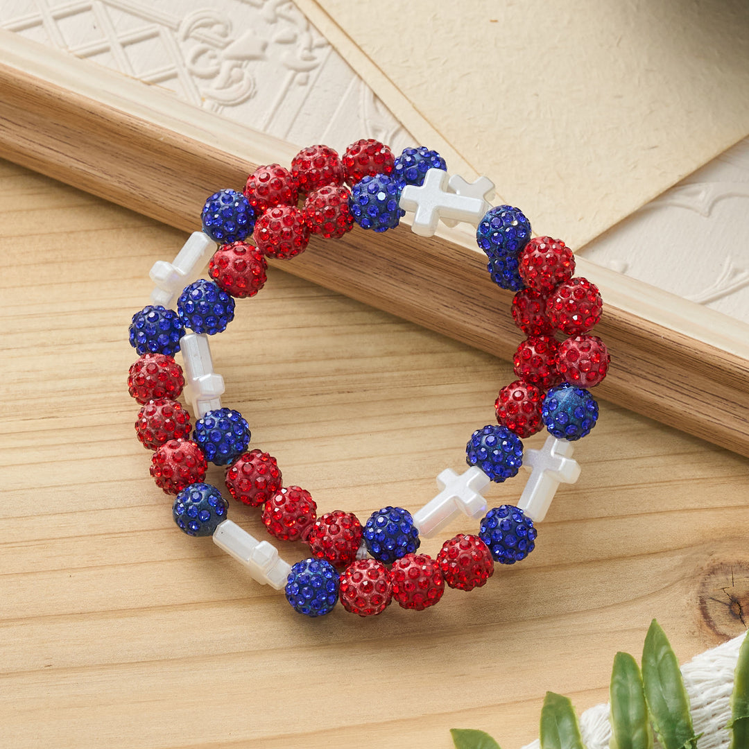 Christianartworkshop Pulsera de béisbol con cruz y cuentas, estilo bola de discoteca brillante, para usar todo el día: símbolo de luz sagrada constante. - image 15